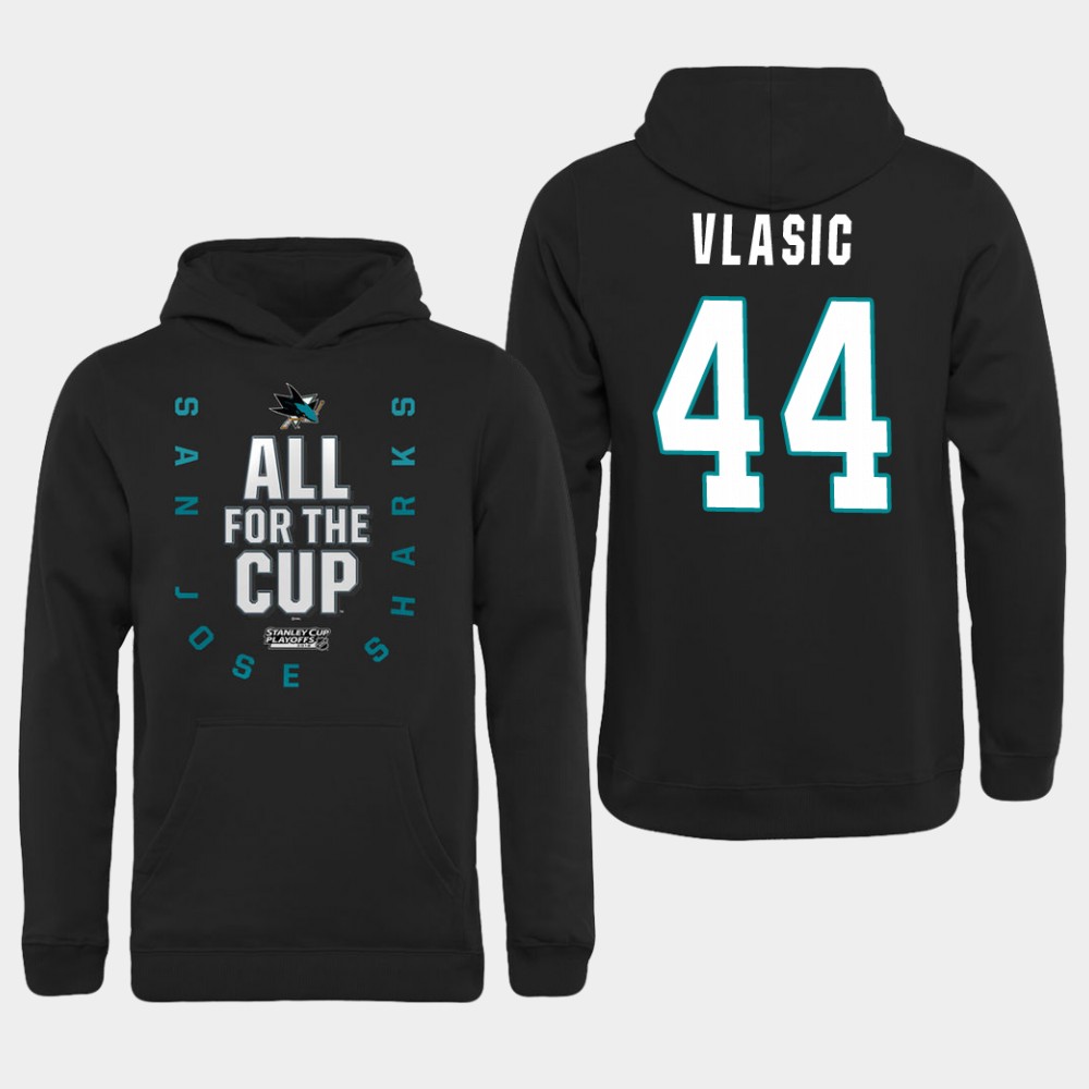 Men NHL Adidas San Jose Sharks #44 Vlasic black hoodie->san jose sharks->NHL Jersey